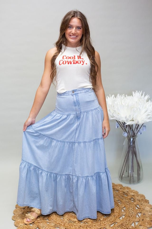 KanCan KC2071L Light Denim Skirt - Southern Soule Designs