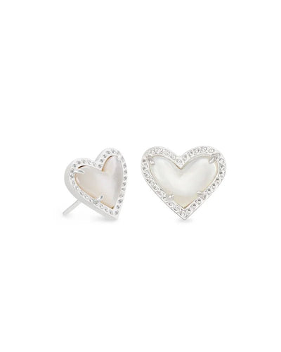 Kendra Scott Ari Heart Stud Rhodium - Southern Soule Designs