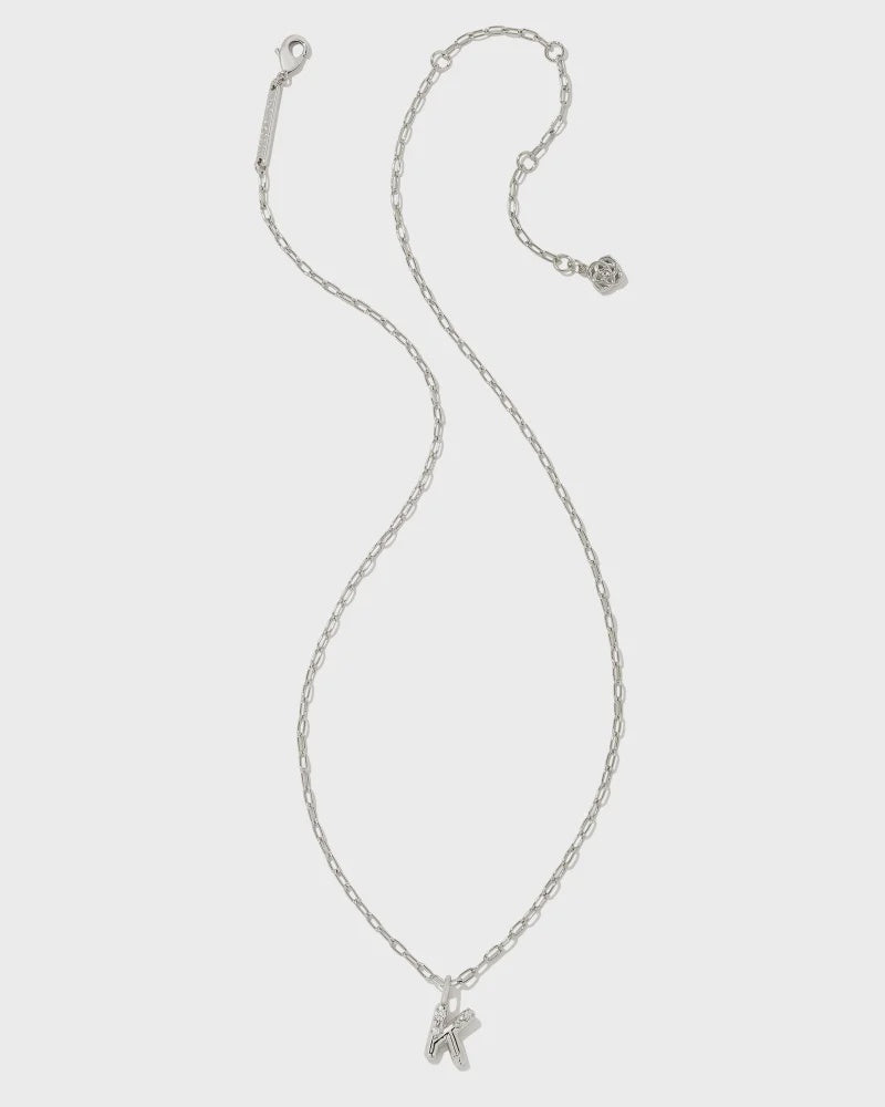 KS Crystal Letter Silver Initial Necklace