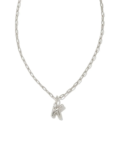 KS Crystal Letter Silver Initial Necklace