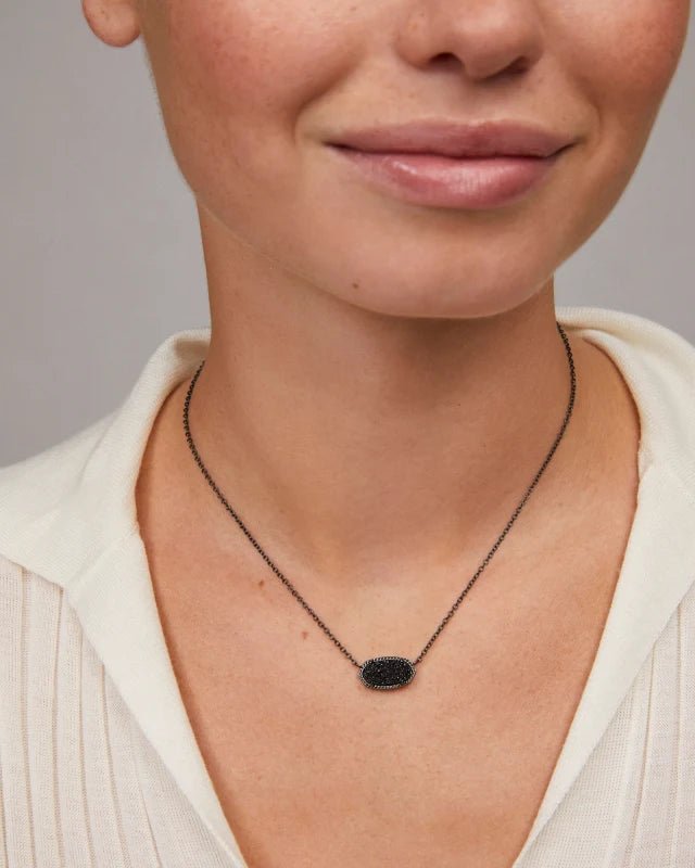 Kendra Scott Elisa Necklace Gunmetal Black Drusy - Southern Soule Designs
