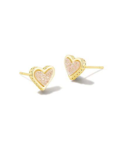 Kendra Scott Framed Ari Heart Gold Stud Earrings - Southern Soule Designs