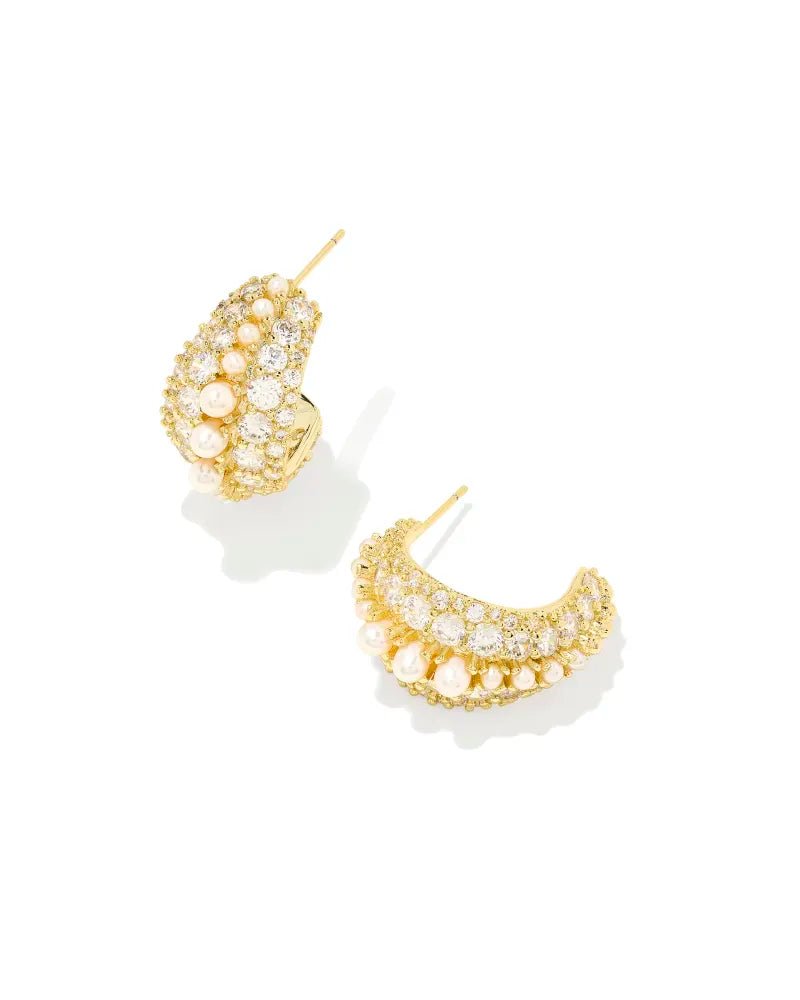Kendra Scott Krista White Pearl Huggie - Southern Soule Designs