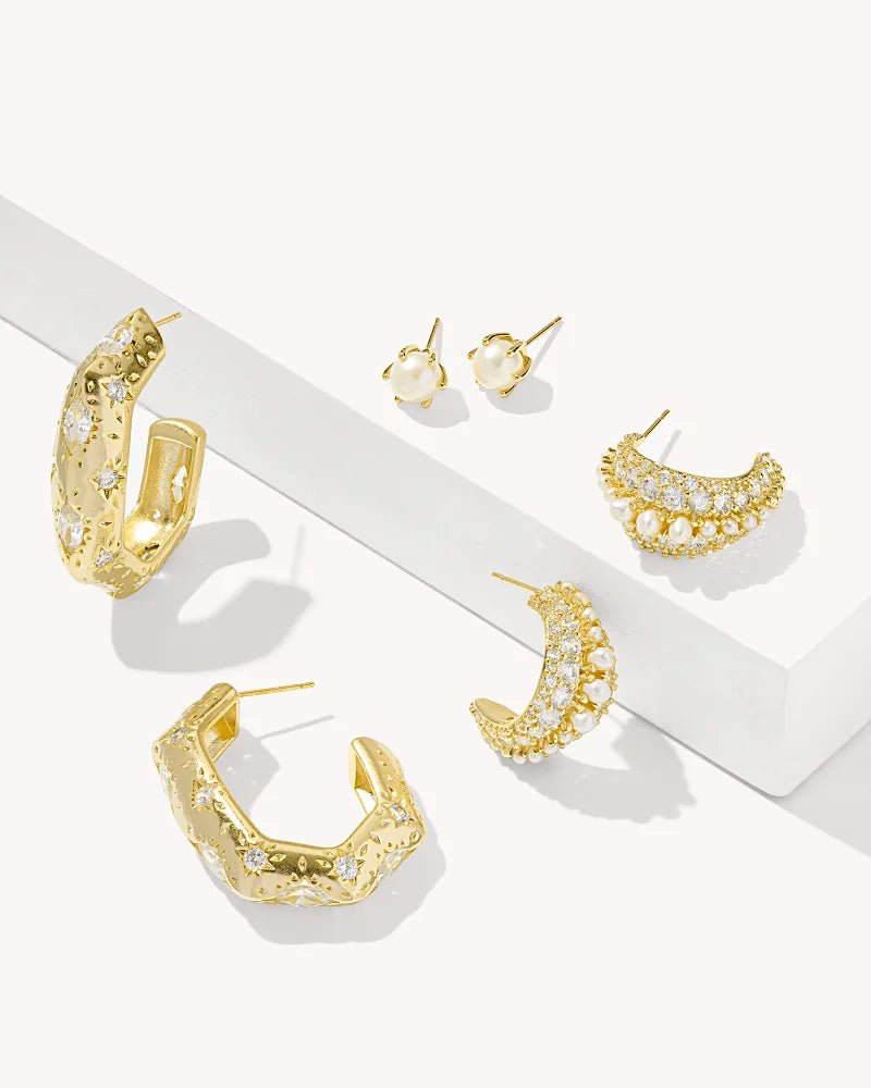Kendra Scott Krista White Pearl Huggie - Southern Soule Designs