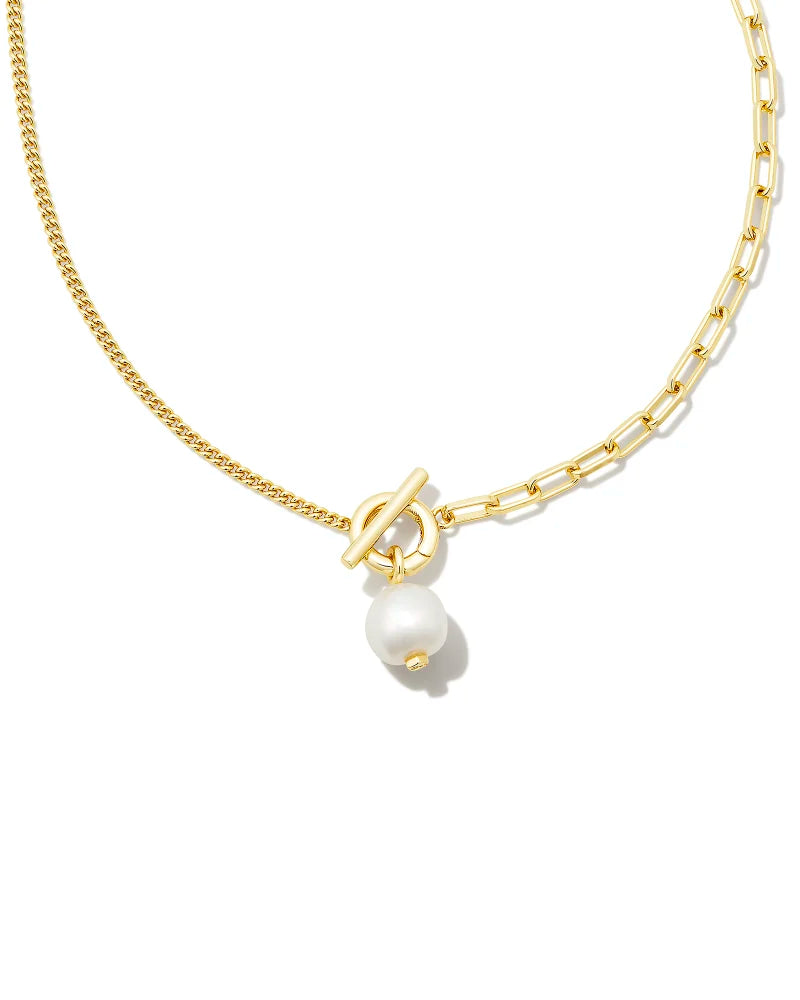 Kendra Scott Leighton Pearl Chain Gold Necklace