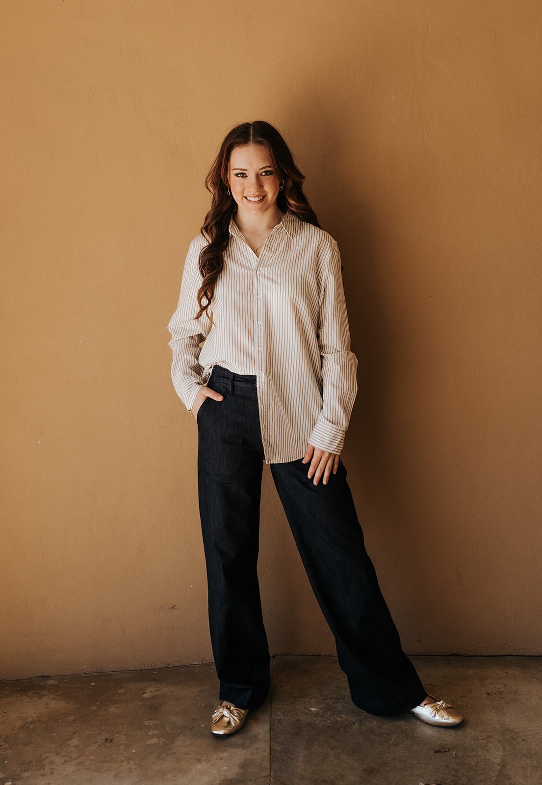 Khaki Stripe Lolita Shirt - Southern Soule Designs