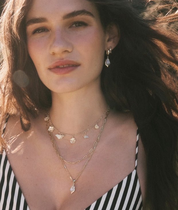 KS Adriana Scallop Frame Huggie Gold Earrings - Southern Soule Designs