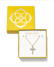 KS Boxed Cross Crystal Pendant Gold - Southern Soule Designs