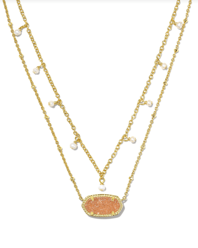 KS Elisa Pearl Gold Necklace Sand Drusy - Southern Soule Designs