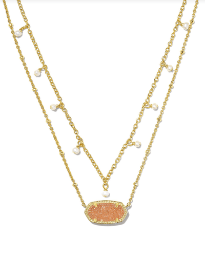 KS Elisa Pearl Gold Necklace Sand Drusy - Southern Soule Designs