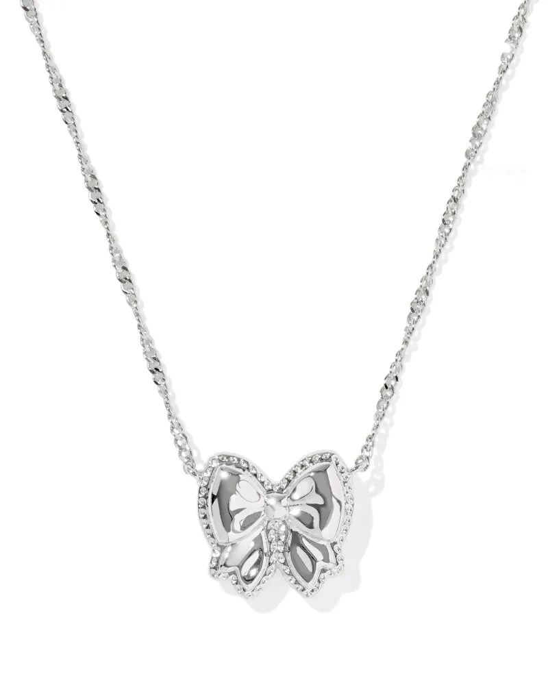 KS Haley Bow Pendant Necklace Silv - Southern Soule Designs