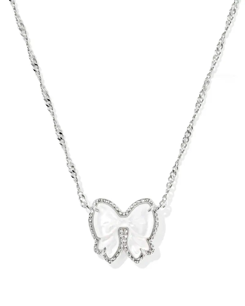 KS Haley Bow Pendant Necklace Silv - Southern Soule Designs