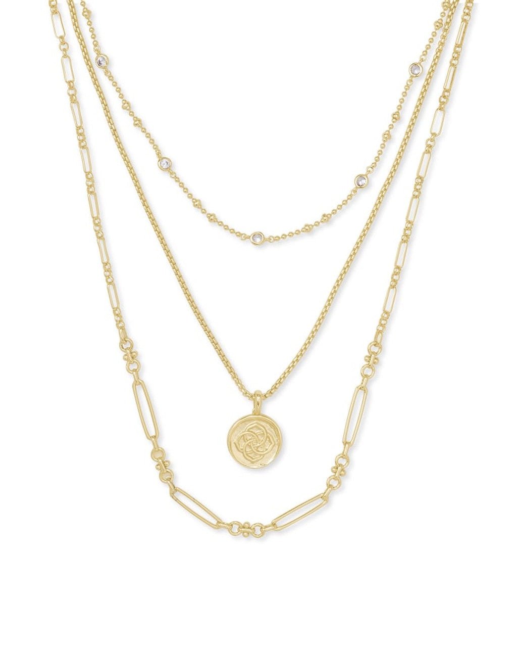 KS Medallion Triple Strand Neck - Southern Soule Designs