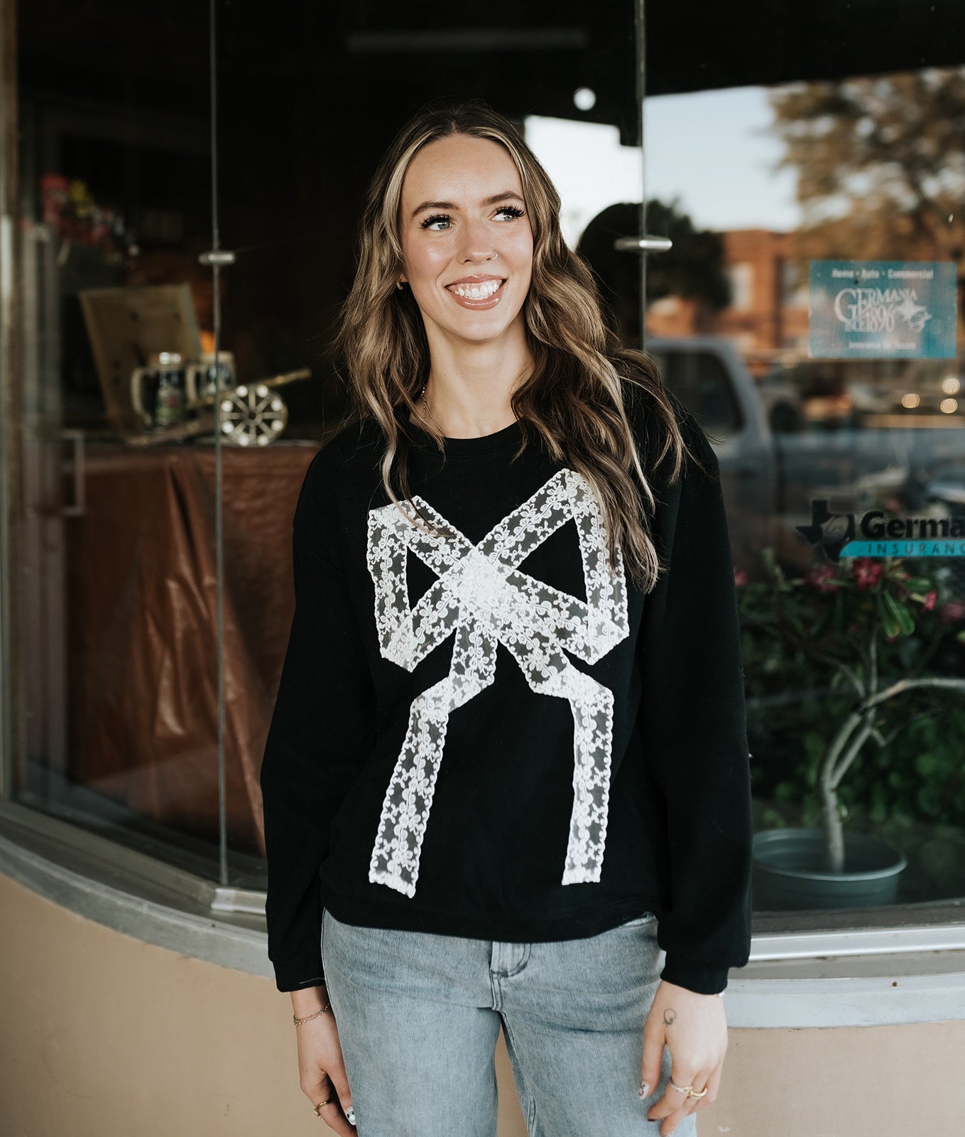 Lace Bow Sweatshirt RP2908 - Southern Soule Designs