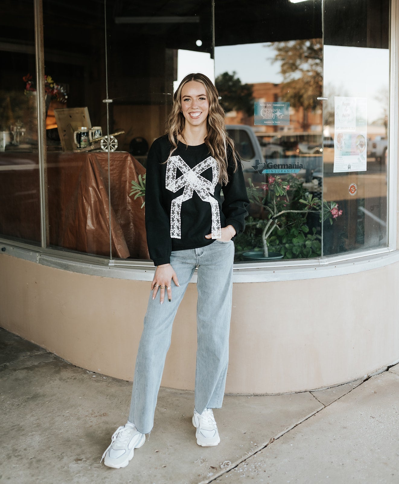 Lace Bow Sweatshirt RP2908 - Southern Soule Designs