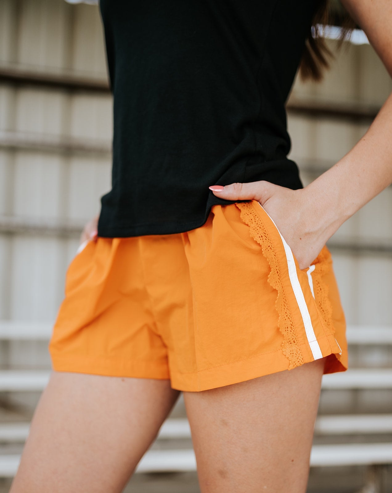 Lace Trim Orange Shorts CP18000 - Southern Soule Designs