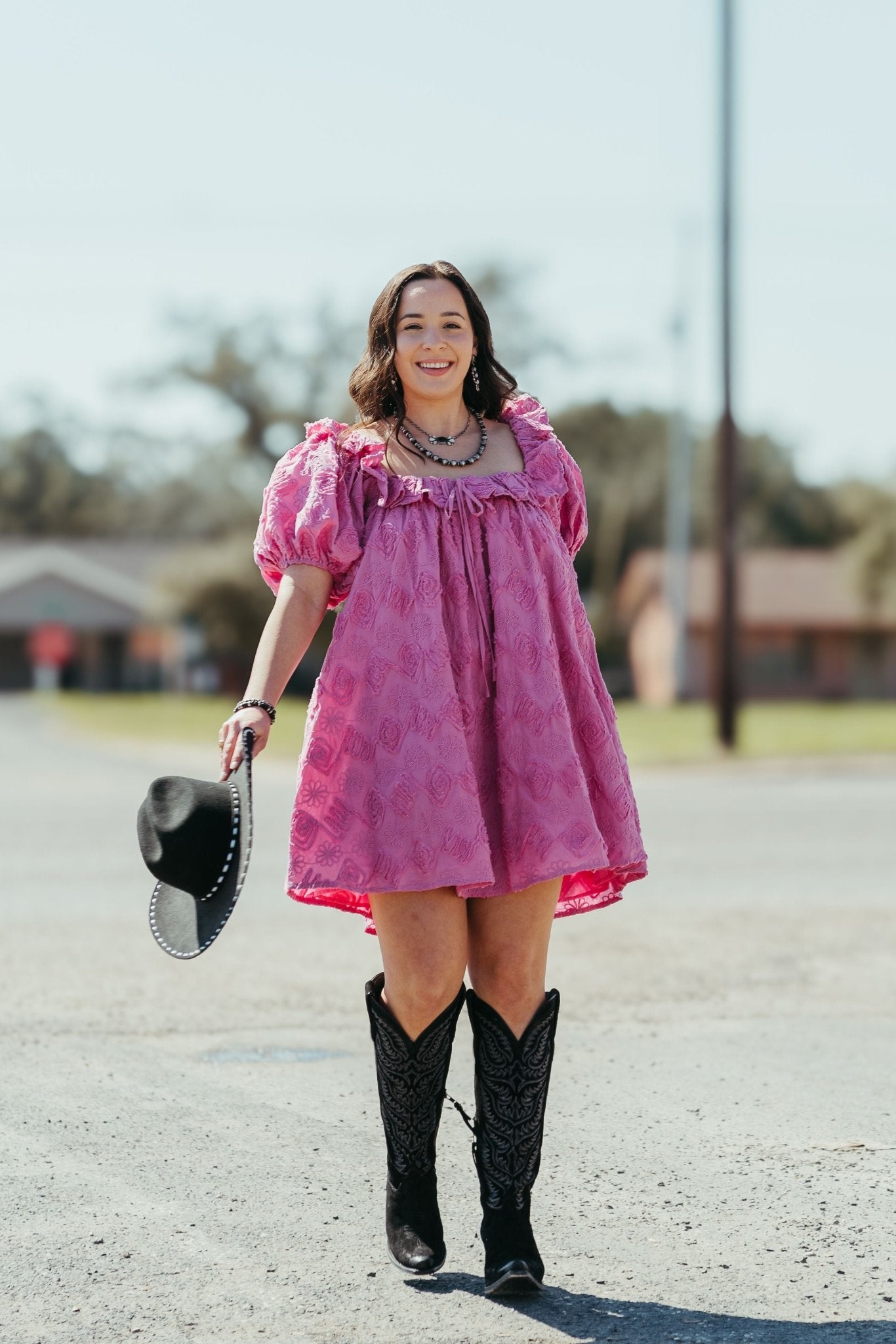 Lana Floral Embroidered Mini Pink Dress S1846D - 1 - Southern Soule Designs