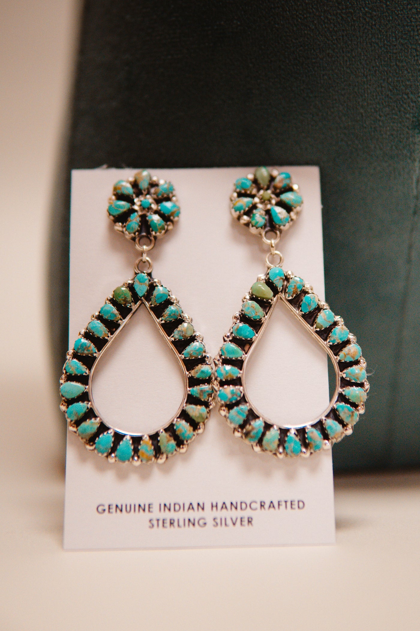 Turq Cluster Post/Dangle Teardrop Earring