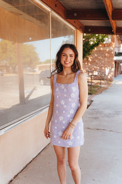 Lavender Mini Dress with White Floral JD7470 - Southern Soule Designs