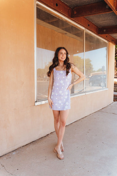 Lavender Mini Dress with White Floral JD7470 - Southern Soule Designs