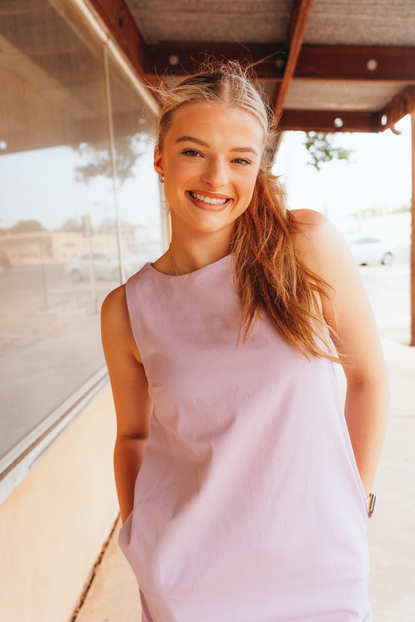 Lavender Sleeveless Scallop Edge Mini Dress ILD5227 - Southern Soule Designs