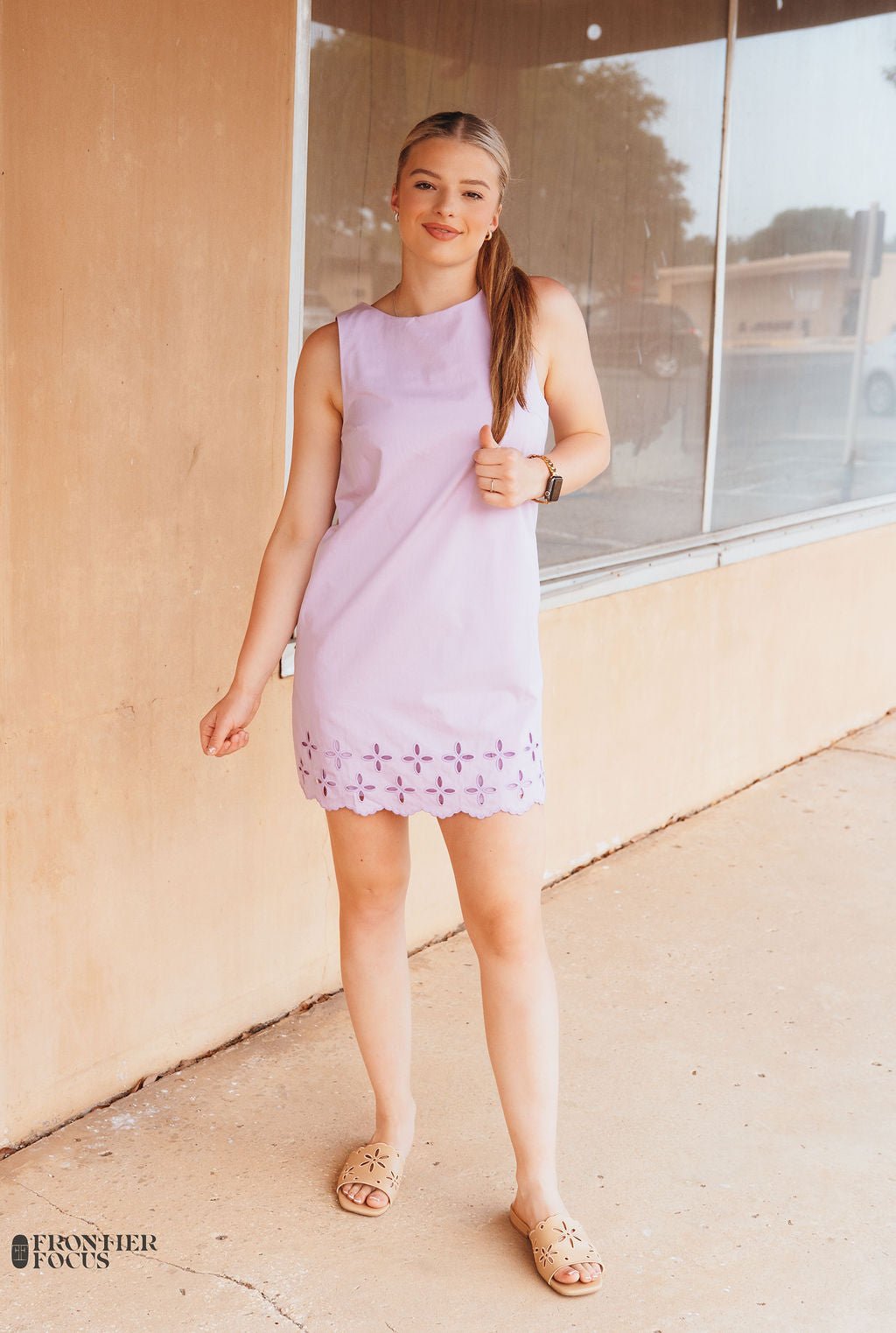 Lavender Sleeveless Scallop Edge Mini Dress ILD5227 - Southern Soule Designs