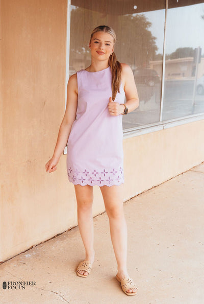 Lavender Sleeveless Scallop Edge Mini Dress ILD5227 - Southern Soule Designs
