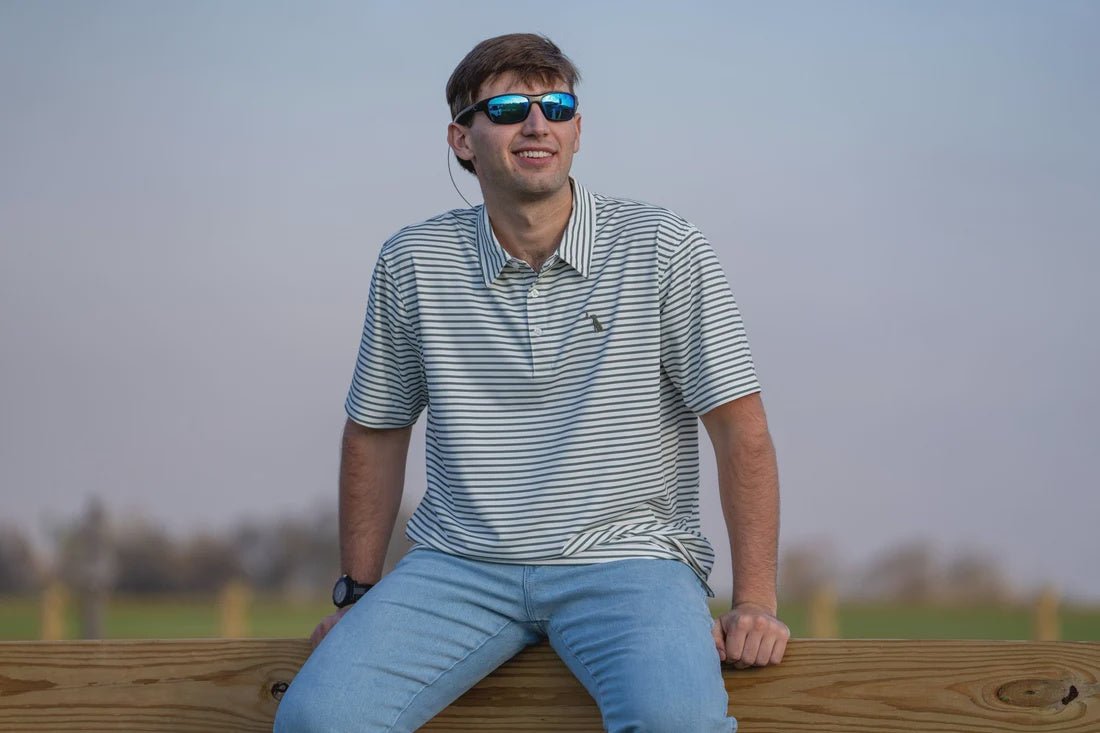 LB Duck Green/White Edisto Polo - Southern Soule Designs