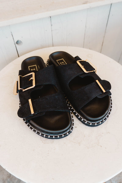 Charlotte Black Suede Sandal