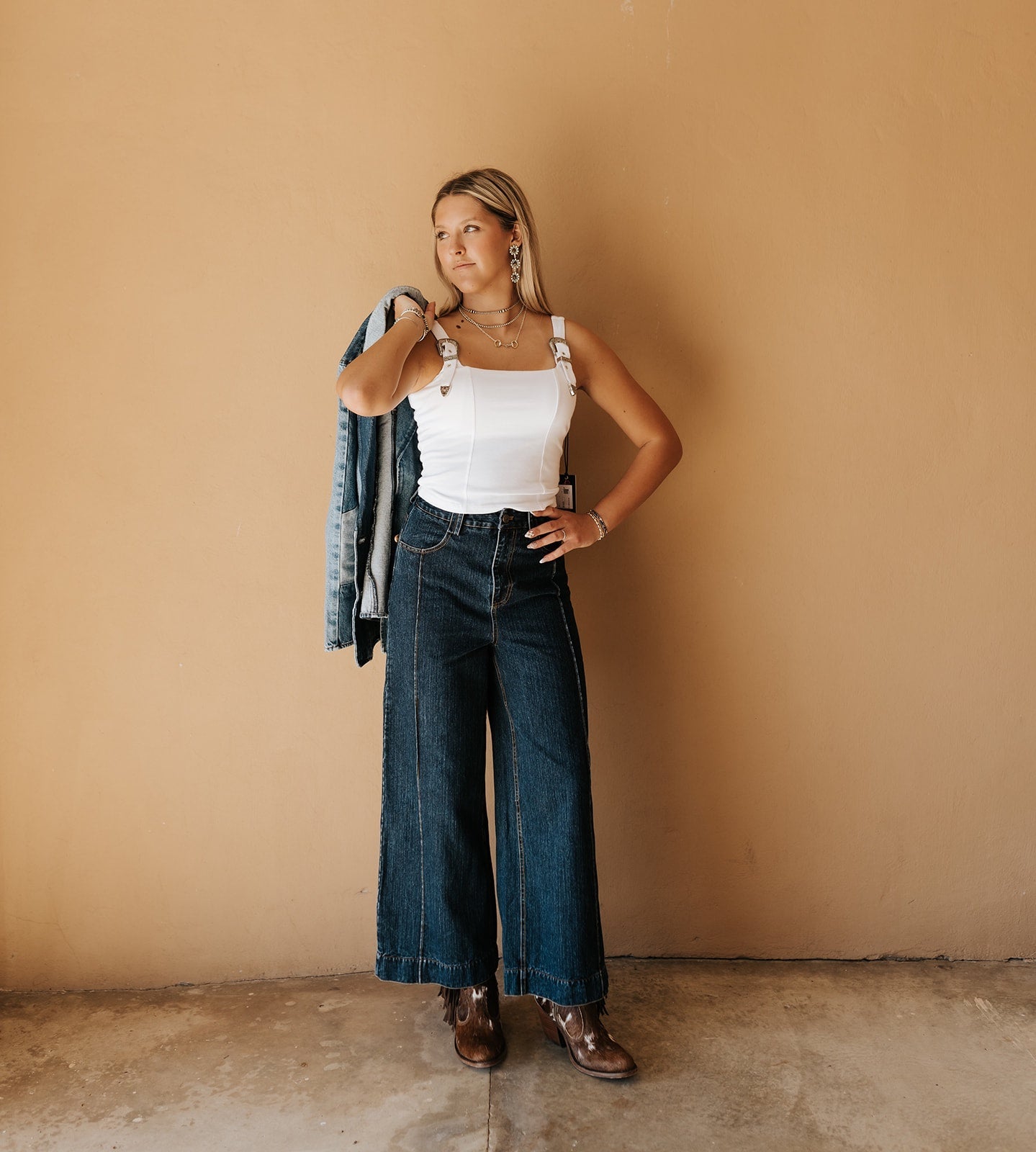 Leopard Contrast Roll Up Denim Pants IP1433 - Southern Soule Designs