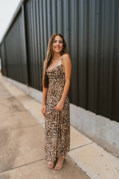 Leopard Print Mesh Maxi Dress ID8517 - Southern Soule Designs