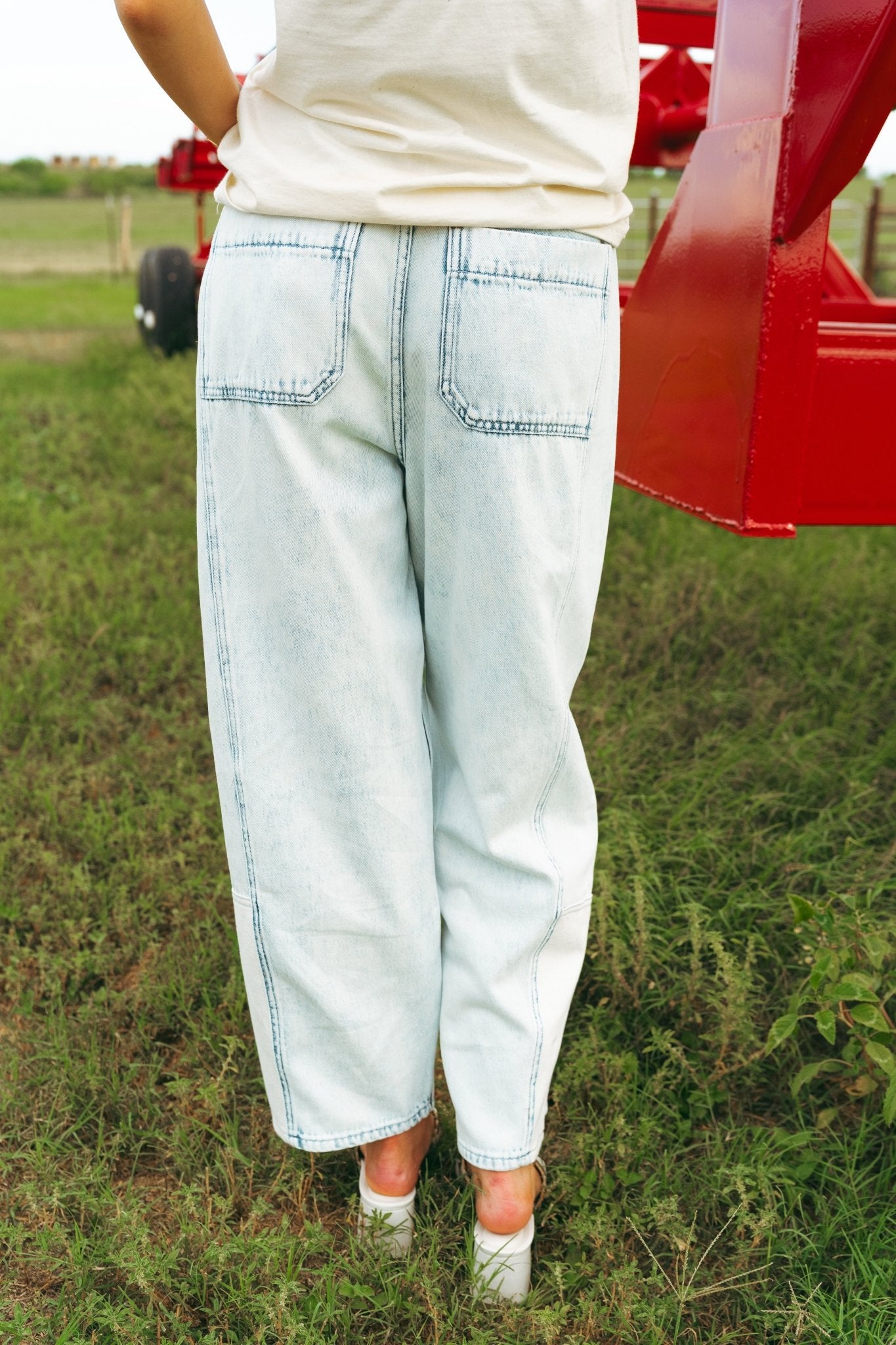 Light Blue Barrel Denim Jeans P4879 - Southern Soule Designs