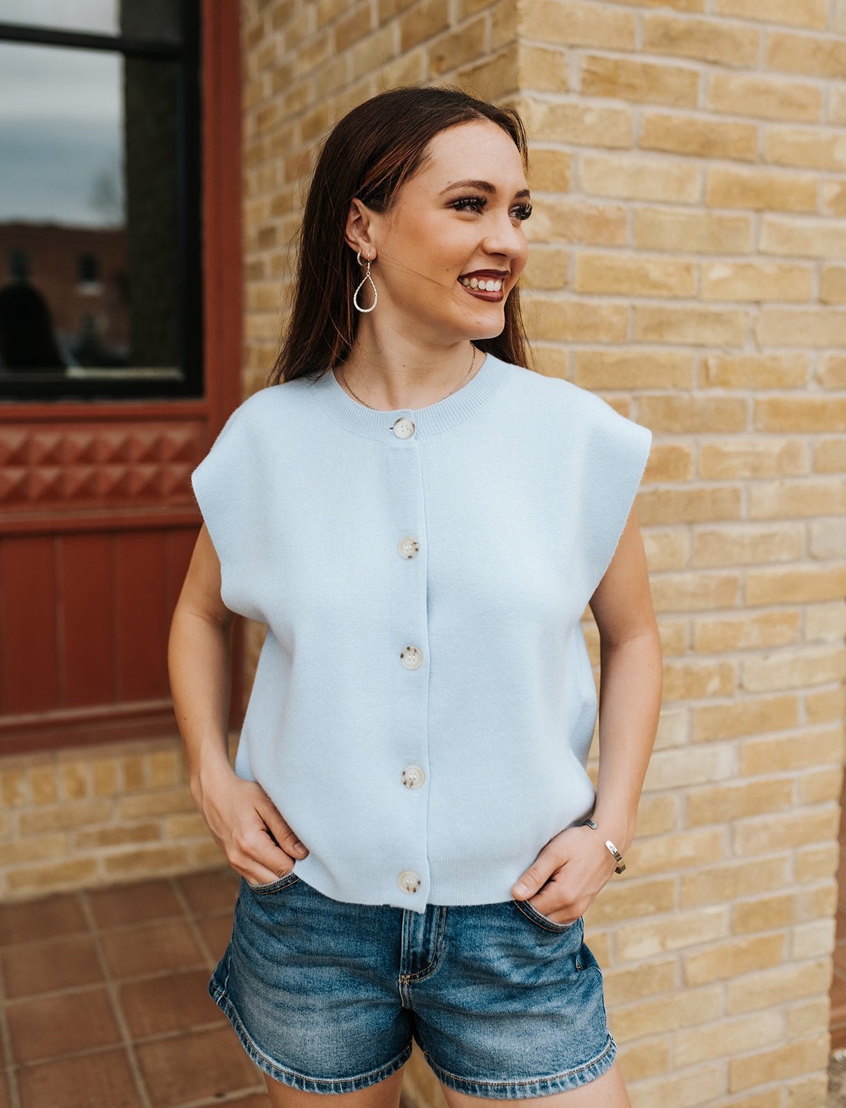 Light Blue Cap Sleeve Sweater SW11622 - Southern Soule Designs