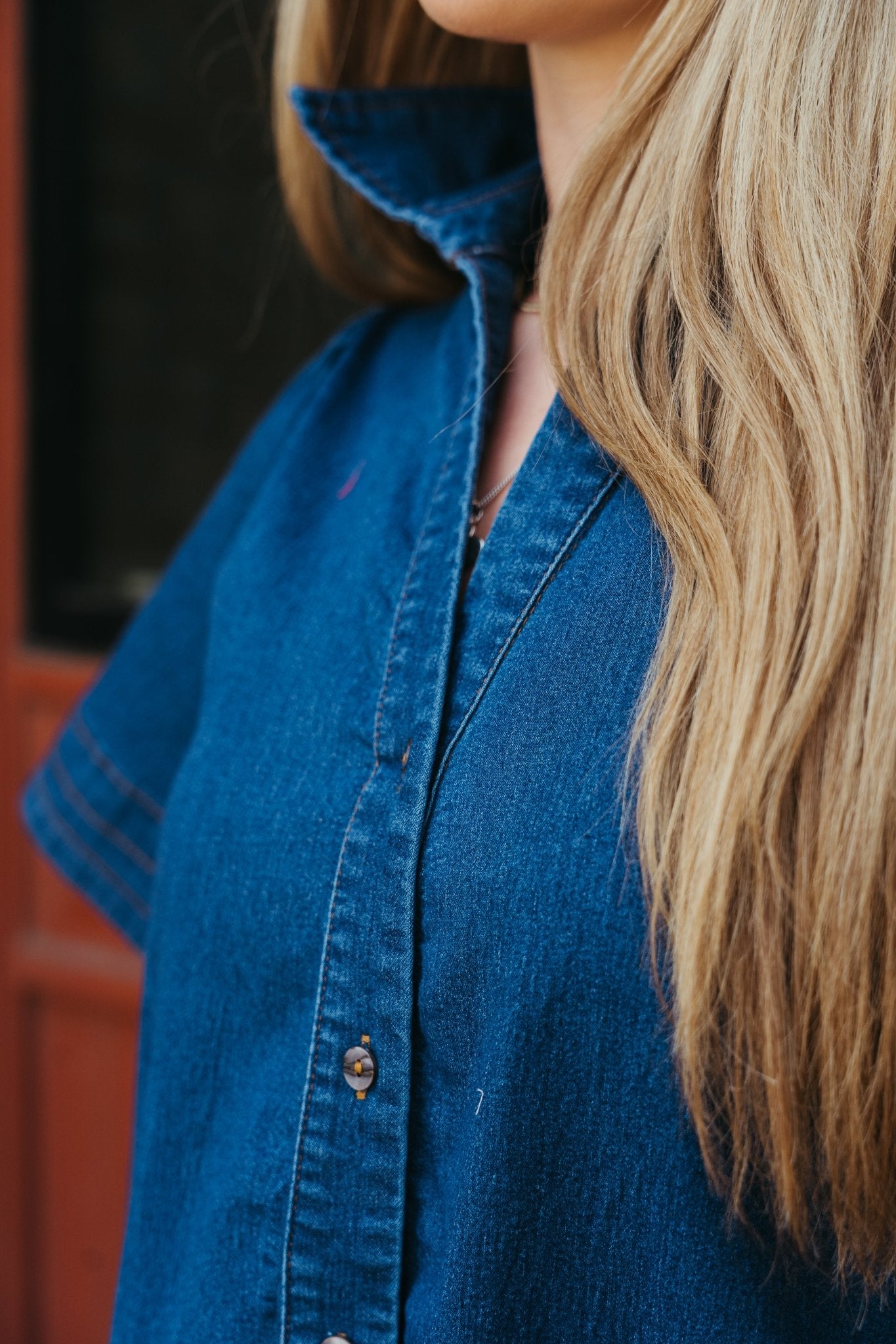 Light Denim Short Sleeve Mini Dress with Pockets D26138 - Southern Soule Designs