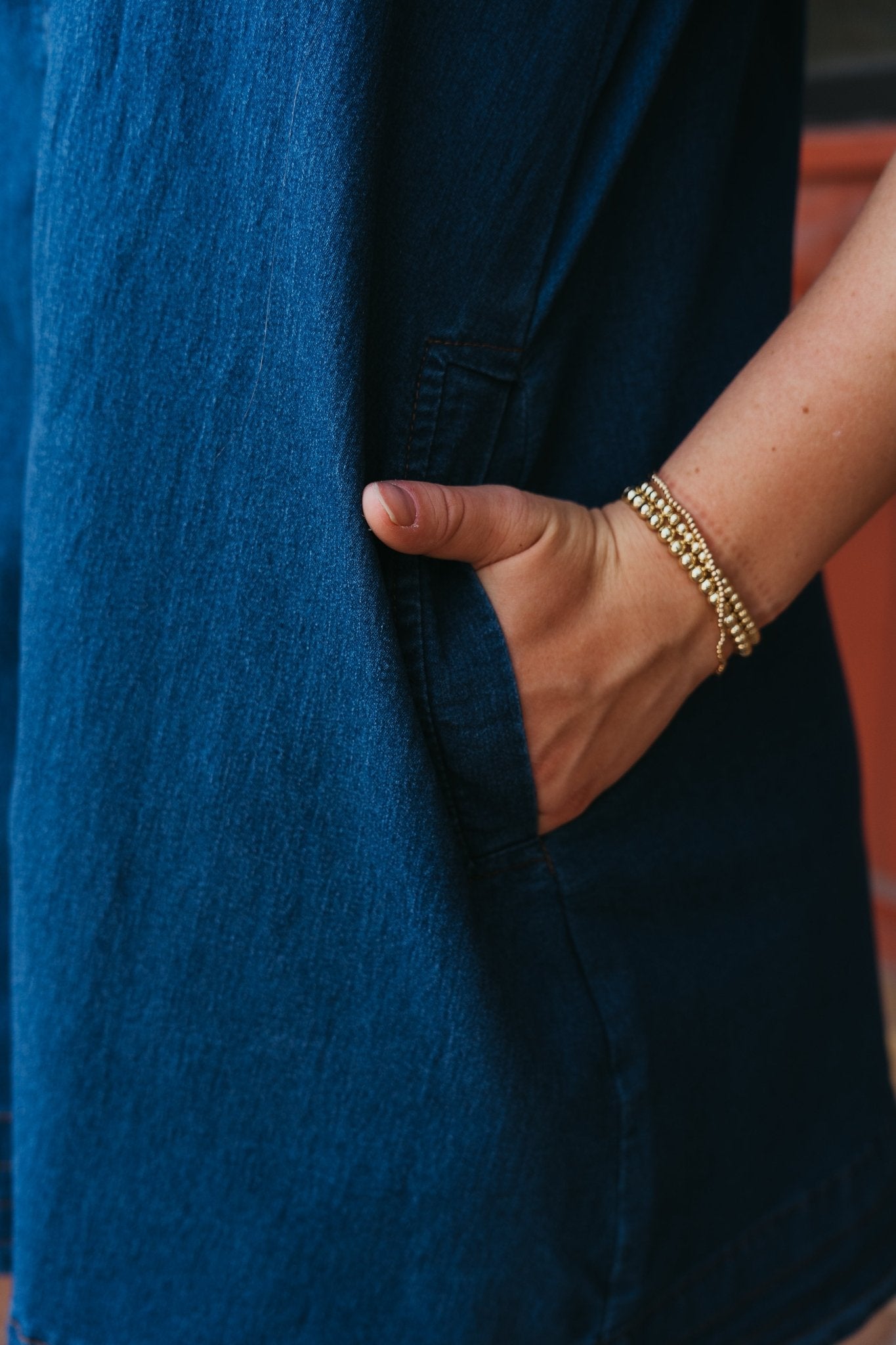 Light Denim Short Sleeve Mini Dress with Pockets D26138 - Southern Soule Designs