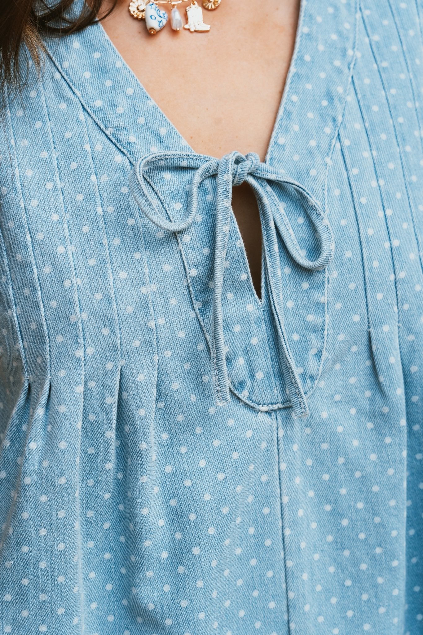 Light Denim Sleeveless Pleated Dress ID5266 - Southern Soule Designs