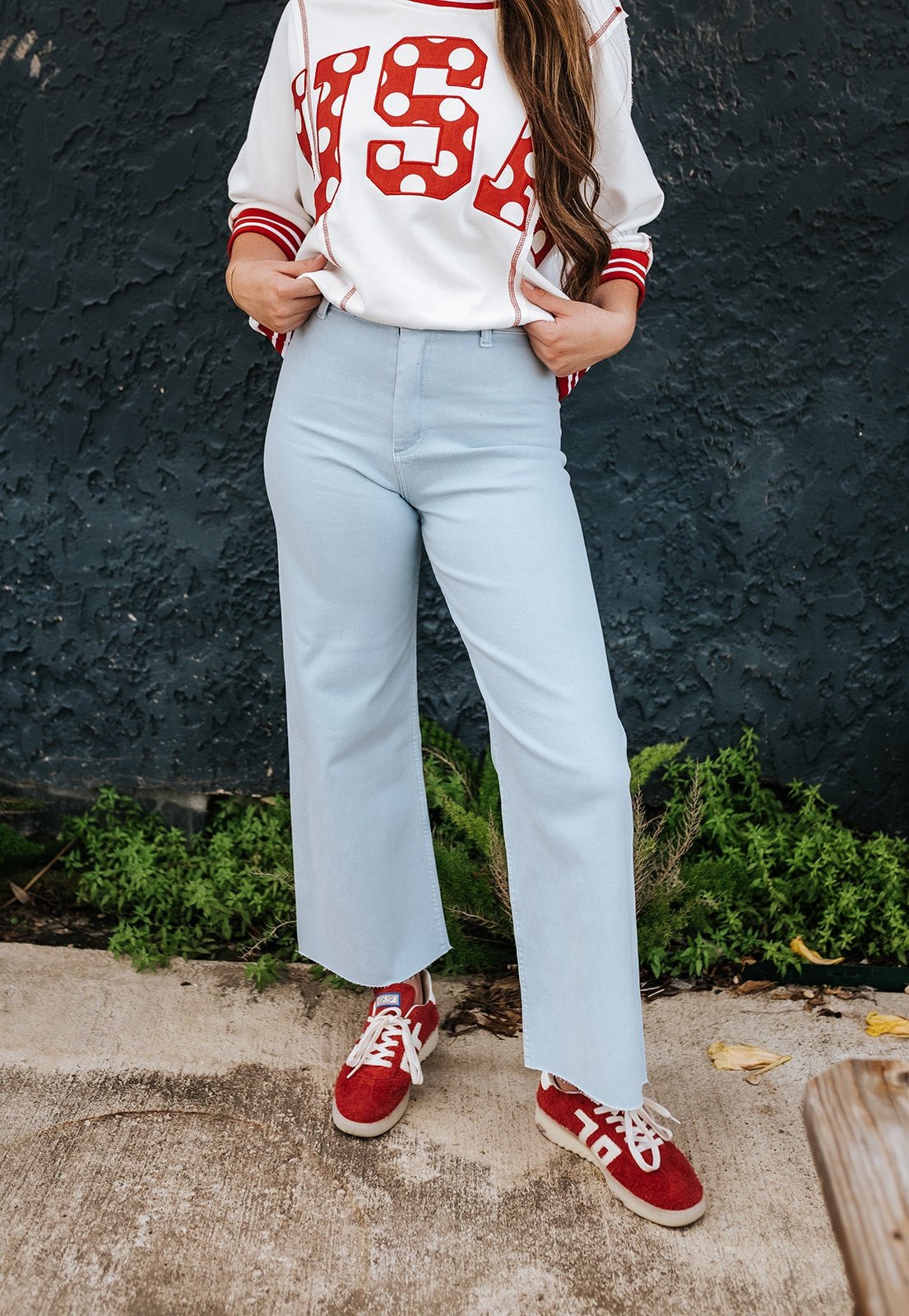 Light Denim Straight Wide Leg Pants MMP623 - Southern Soule Designs