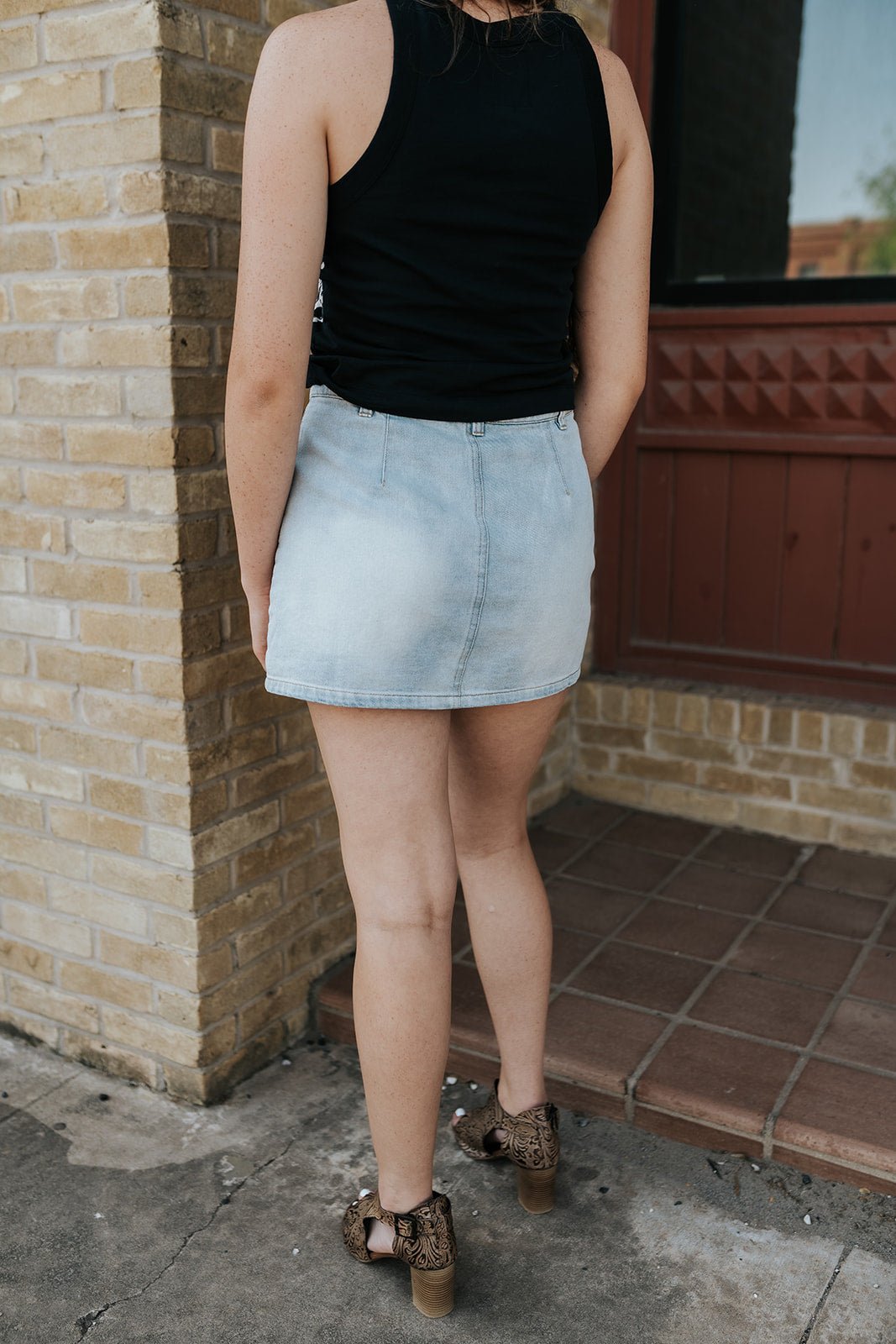 Light Denim Wash Mini Skort DS0971 - Southern Soule Designs