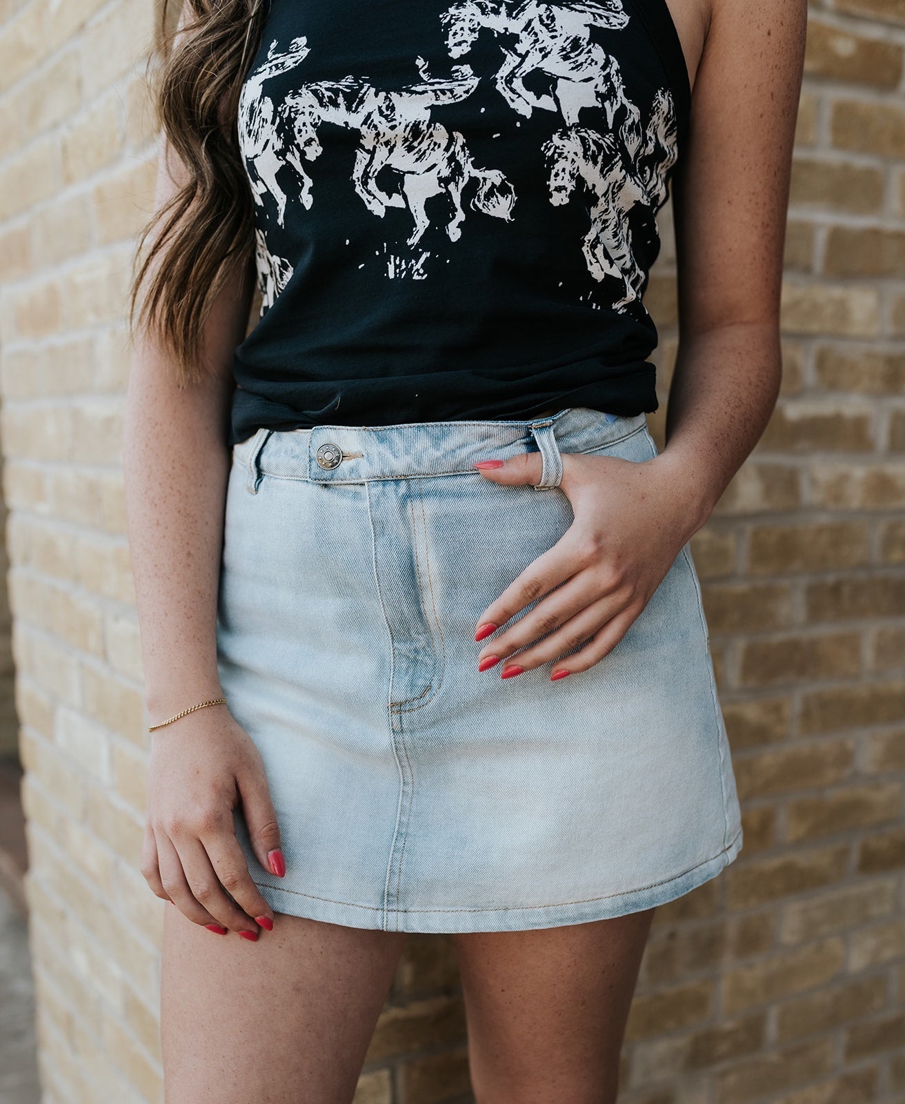 Light Denim Wash Mini Skort DS0971 - Southern Soule Designs