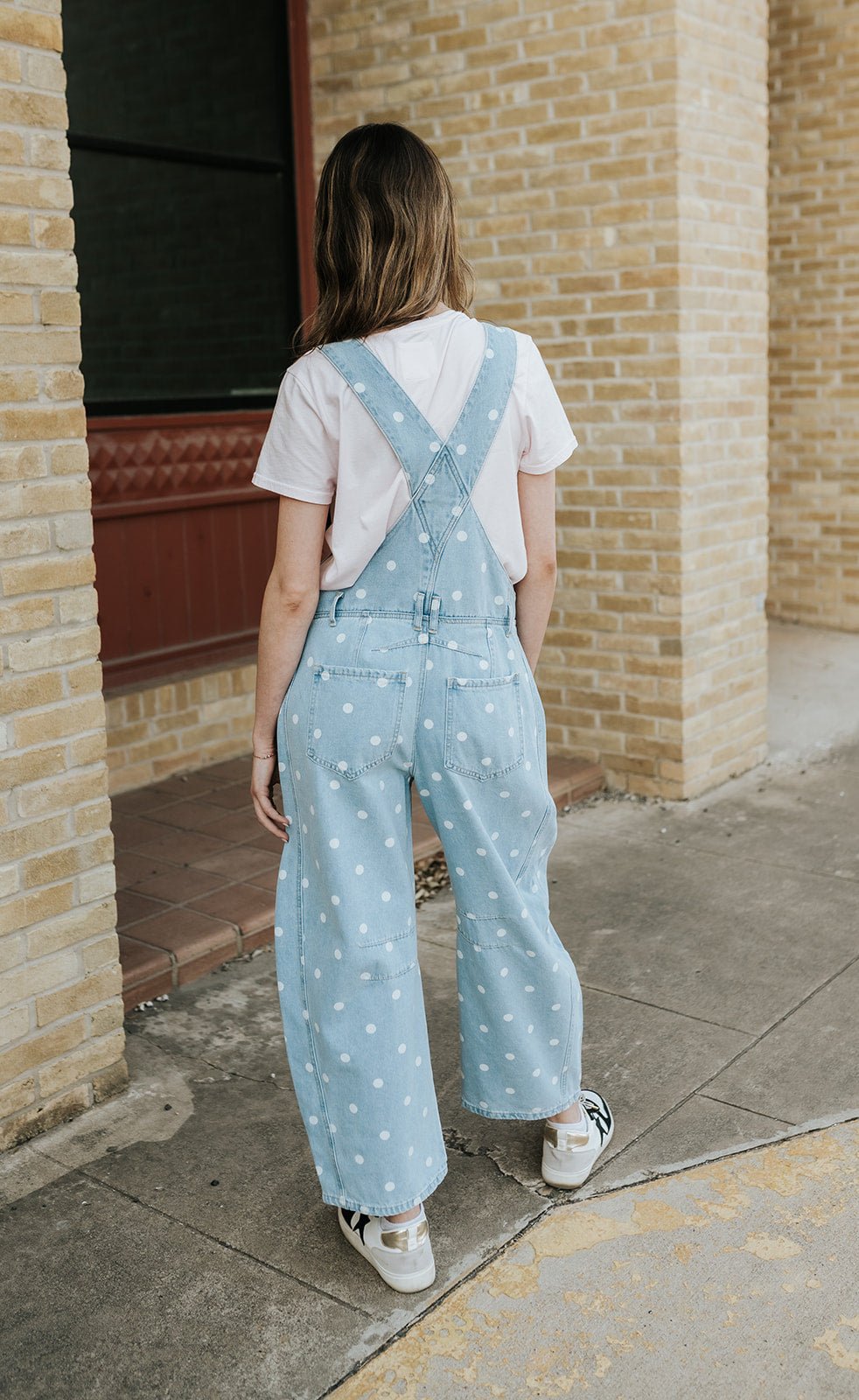 Light Denim with White Polka Dot Overalls IR200943 - 01 - Southern Soule Designs