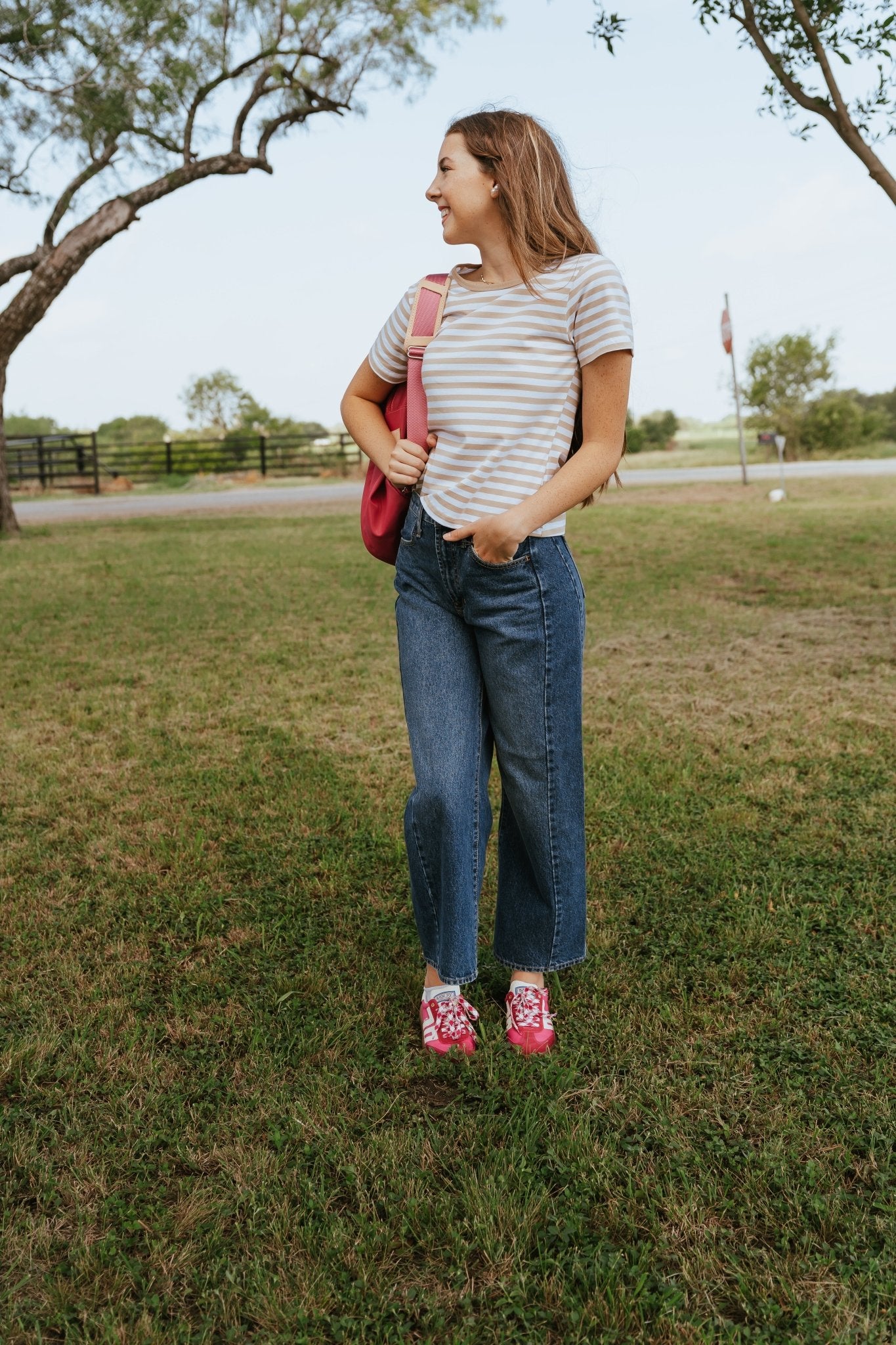 Light Khaki Striped Basic Tee TBT1116 - Southern Soule Designs