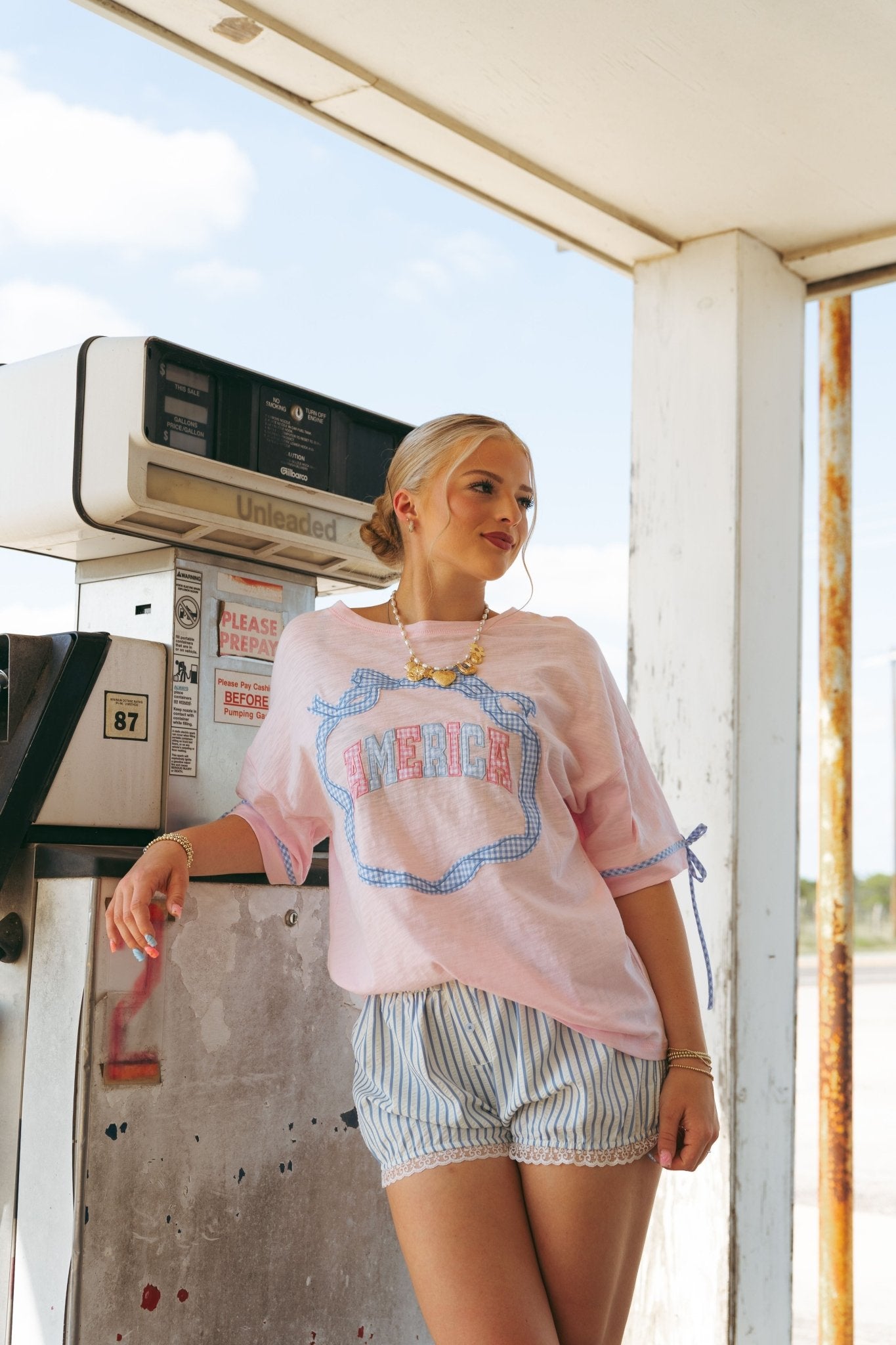 Light Pink America Tee with Bows IKT39930 - 01 - Southern Soule Designs