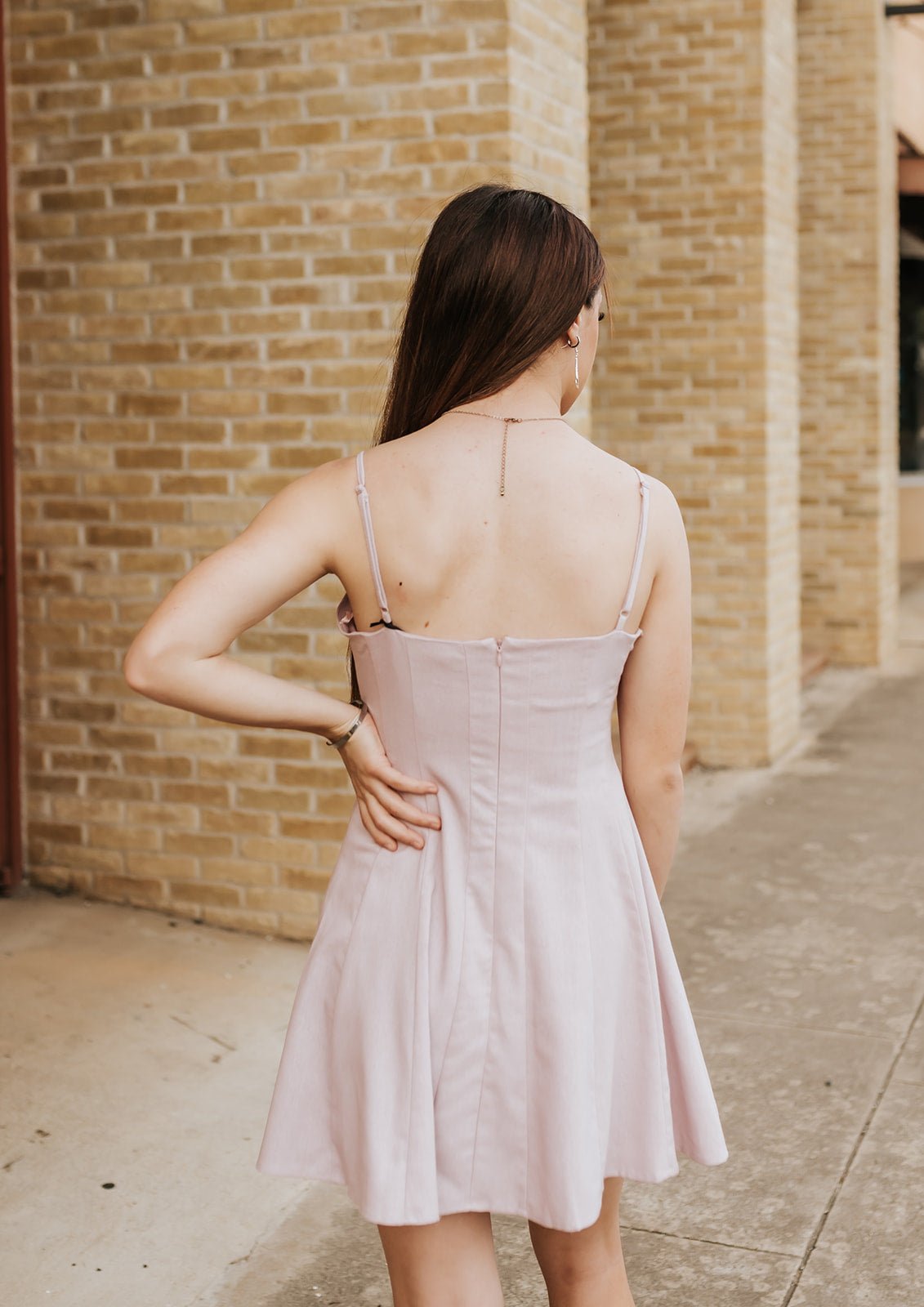 Light Pink Flared Mini Dress IDA1097 - Southern Soule Designs