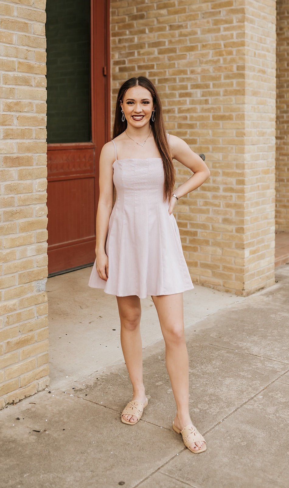 Light Pink Flared Mini Dress IDA1097 - Southern Soule Designs