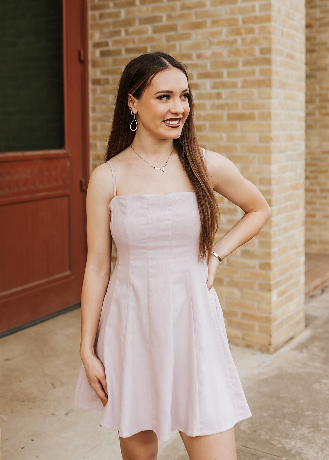 Light Pink Flared Mini Dress IDA1097 - Southern Soule Designs