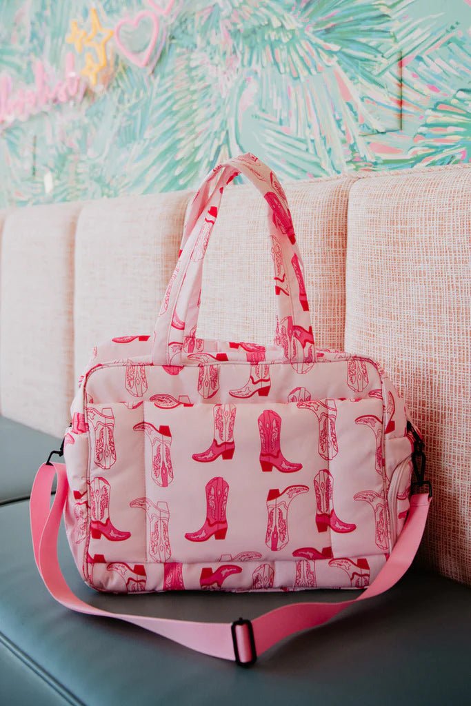 Light Pink Western Boots Weekender Bag - Southern Soule Designs