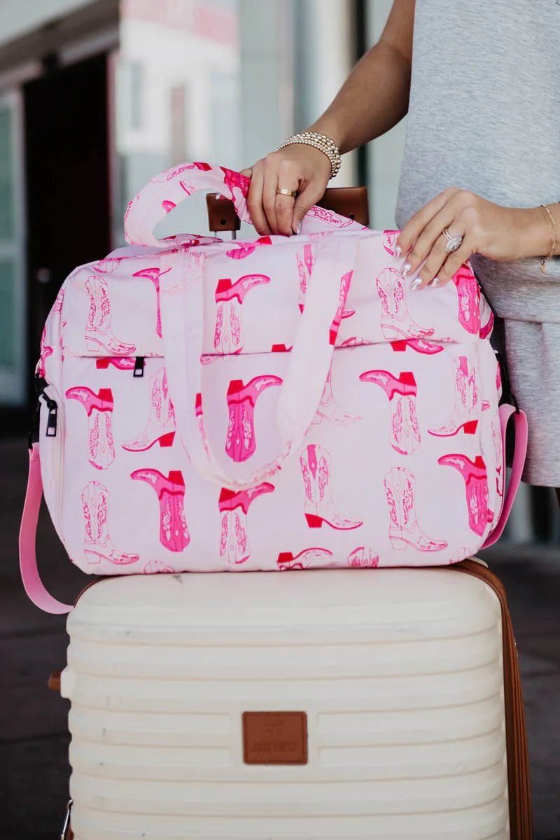 Light Pink Western Boots Weekender Bag - Southern Soule Designs