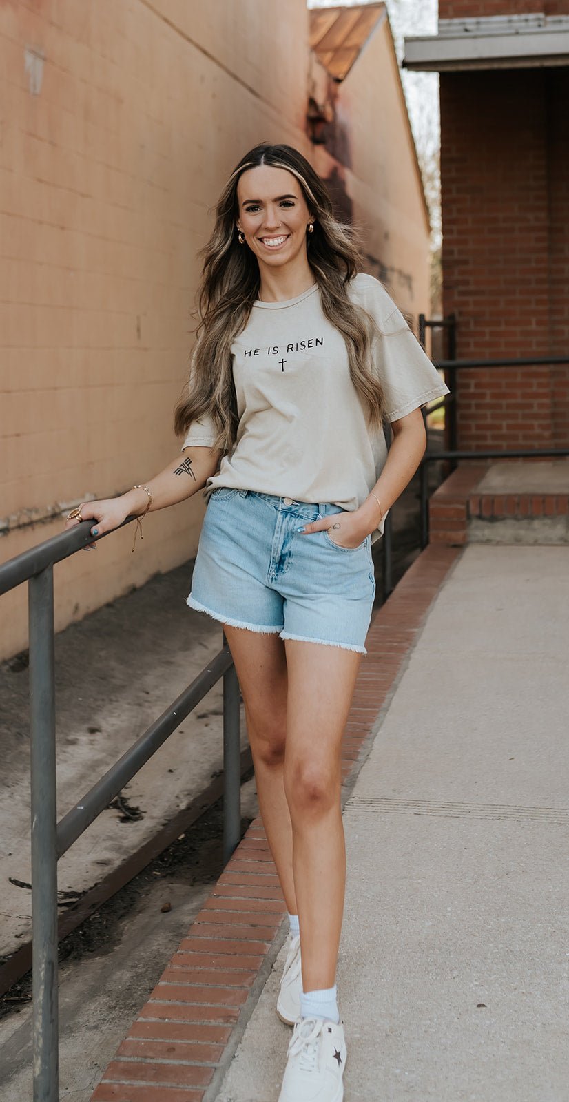 Light Tan He Is Risen Mineral Tee - Southern Soule Designs