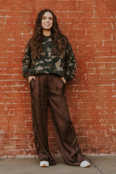 Lisse Wide Leg Pant Dark Chocolate ZP244214 - Southern Soule Designs