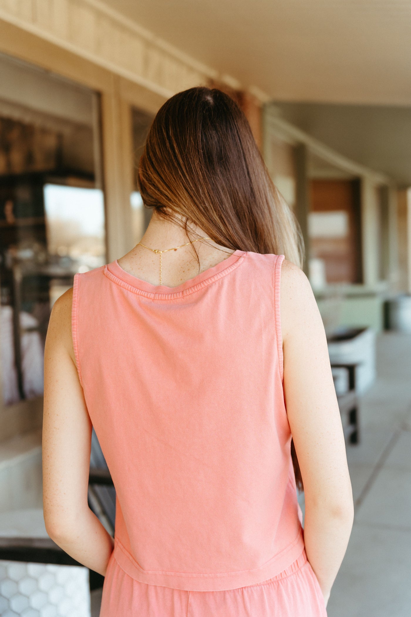Sloane V-neck Top Sunset Pink ZT242656